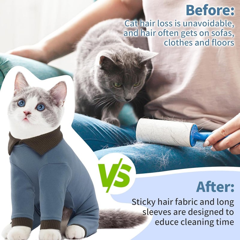 T'CHAQUE Sticky Hair Cat Clothes, Professional Recovery Suit for Cats, Anti-Shedding Shirt Outfit, Soft Pajamas for Kittens, Post-Surgery Onesie for Male & Female Cats, Fuchsia, Medium - Image 2